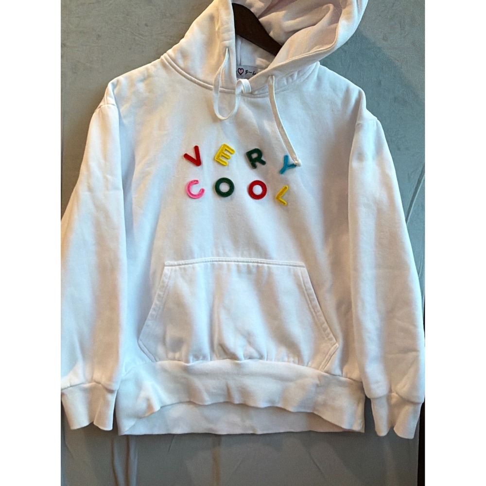 Cool Team Very Cool Hoodie Women L White Kawaii Streetwear Pullover 3D Harajuku